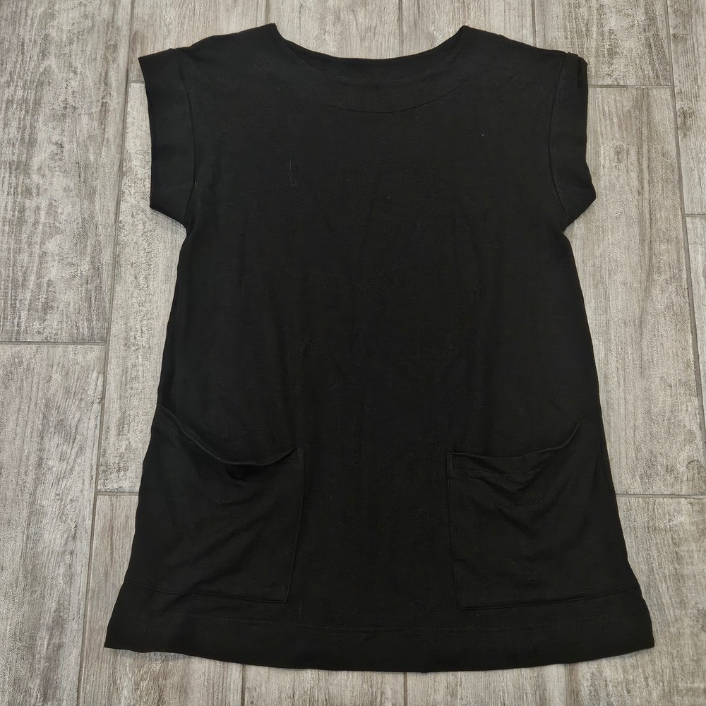 Bryn Walker Pocket Tunic Size S Black Bamboo Organic Cotton Lagenlook Minimalist
